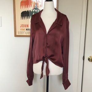 Wilfred cropped tie front blouse